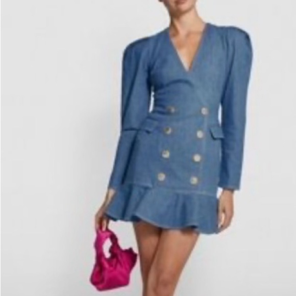 Ronny Kobo denim ruffle dress